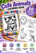 Cute Animals Coloring Book – 50 Printable Coloring Pages
