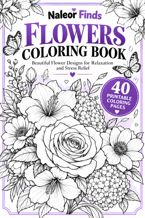 Flowers Coloring Book – 40 Printable Coloring Pages