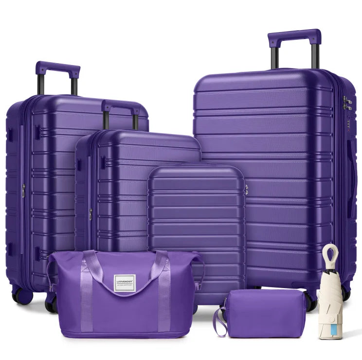 Larvender 6-Piece Luggage Set – 30 Inch (76 cm) Hard Shell Suitcases with 360° Spinner Wheels