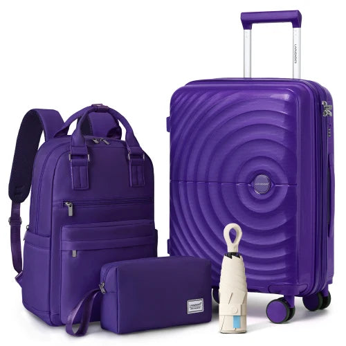 Larvender 4-Piece Luggage Set – 20 Inch (54 cm) Expandable Suitcase with 360° Spinner Wheels