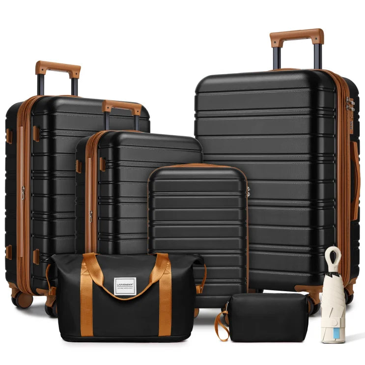 Larvender 6-Piece Luggage Set – 30 Inch (76 cm) Hard Shell Suitcases with 360° Spinner Wheels