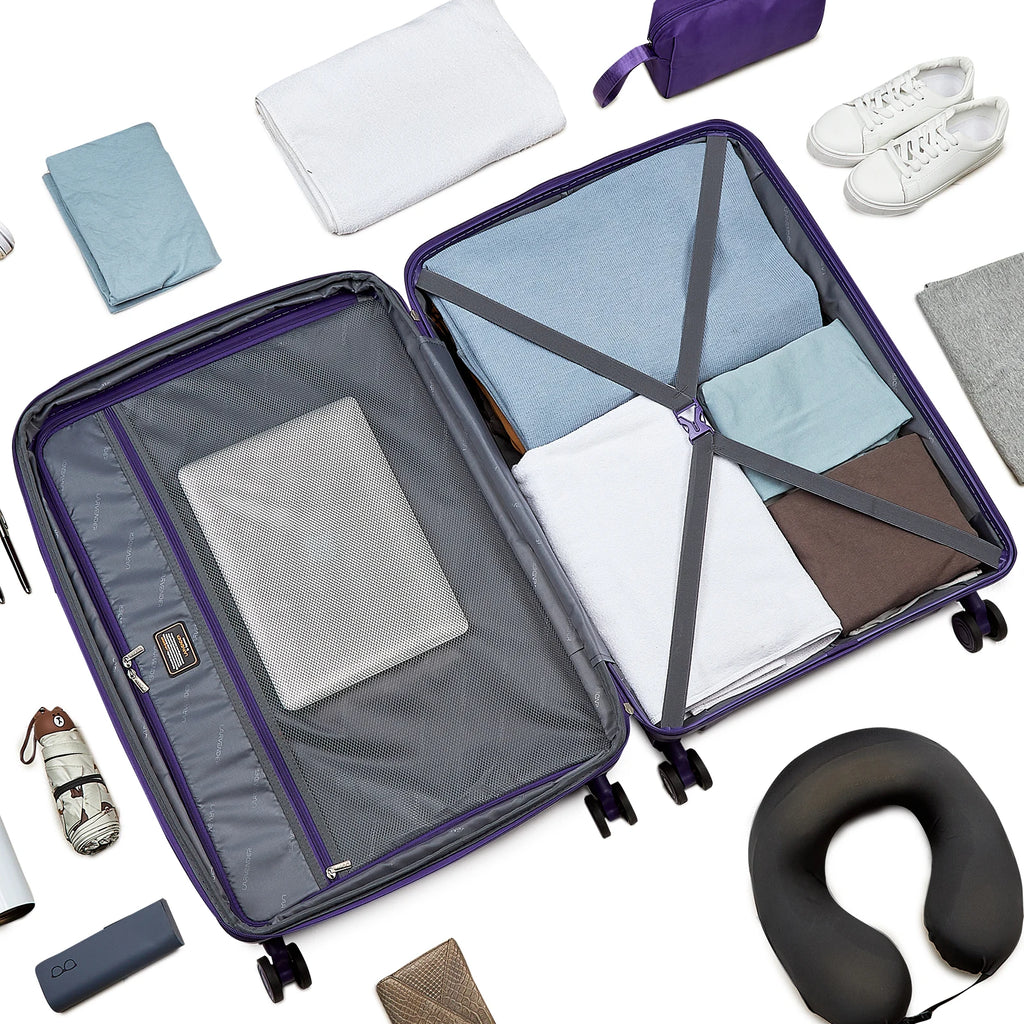 Larvender 4-Piece Luggage Set – 20 Inch (54 cm) Expandable Suitcase with 360° Spinner Wheels