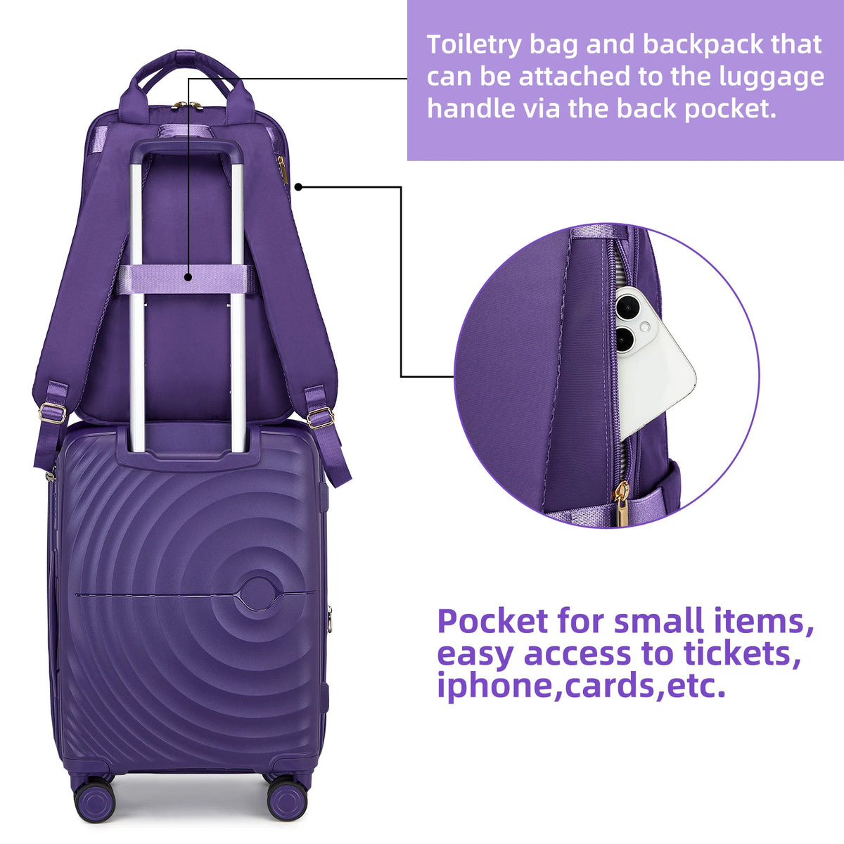 Larvender 4-Piece Luggage Set – 20 Inch (54 cm) Expandable Suitcase with 360° Spinner Wheels