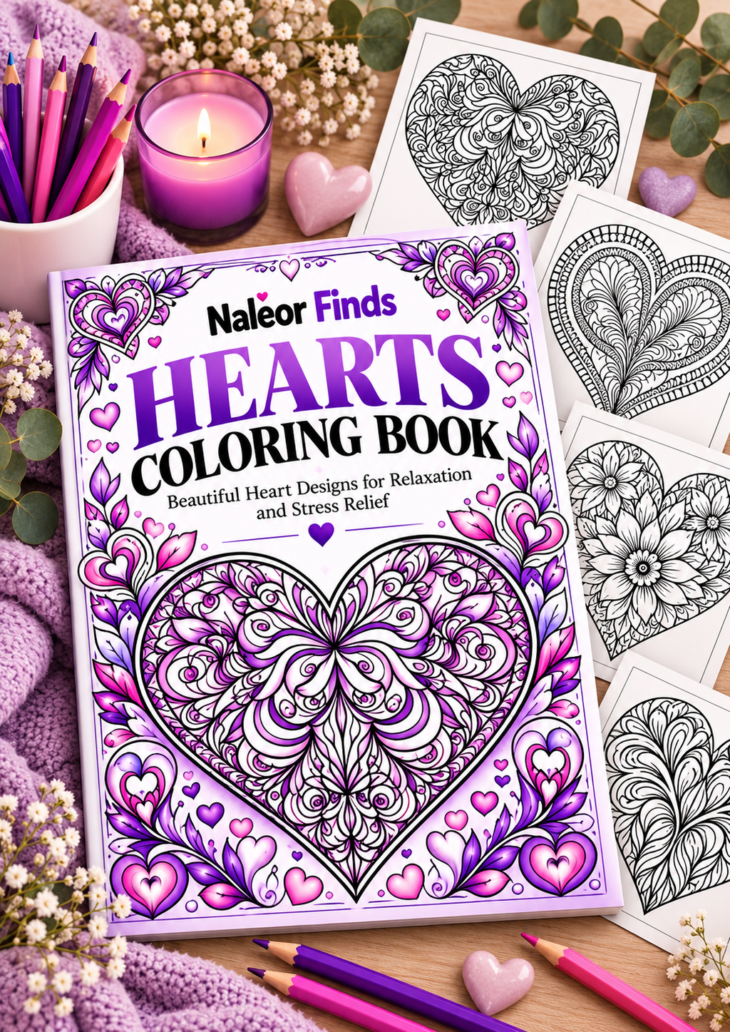Hearts Coloring Book – Printable Heart Mandala Designs | Digital PDF