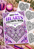 Hearts Coloring Book – Printable Heart Mandala Designs | Digital PDF